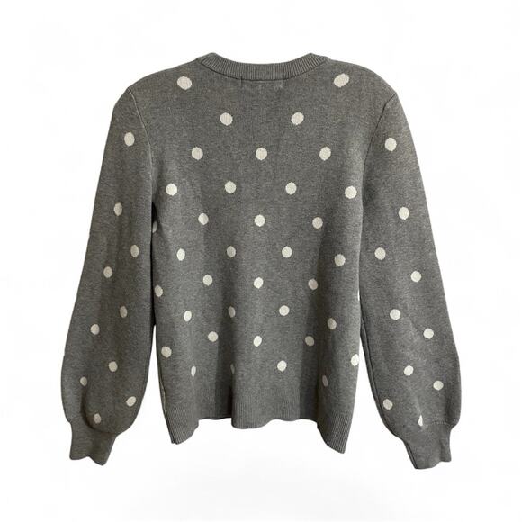 Marled Sweater Let It Snow Polka Dot Size XS Gray Winter Themed Balloon Sleeves - Picture 2 of 8